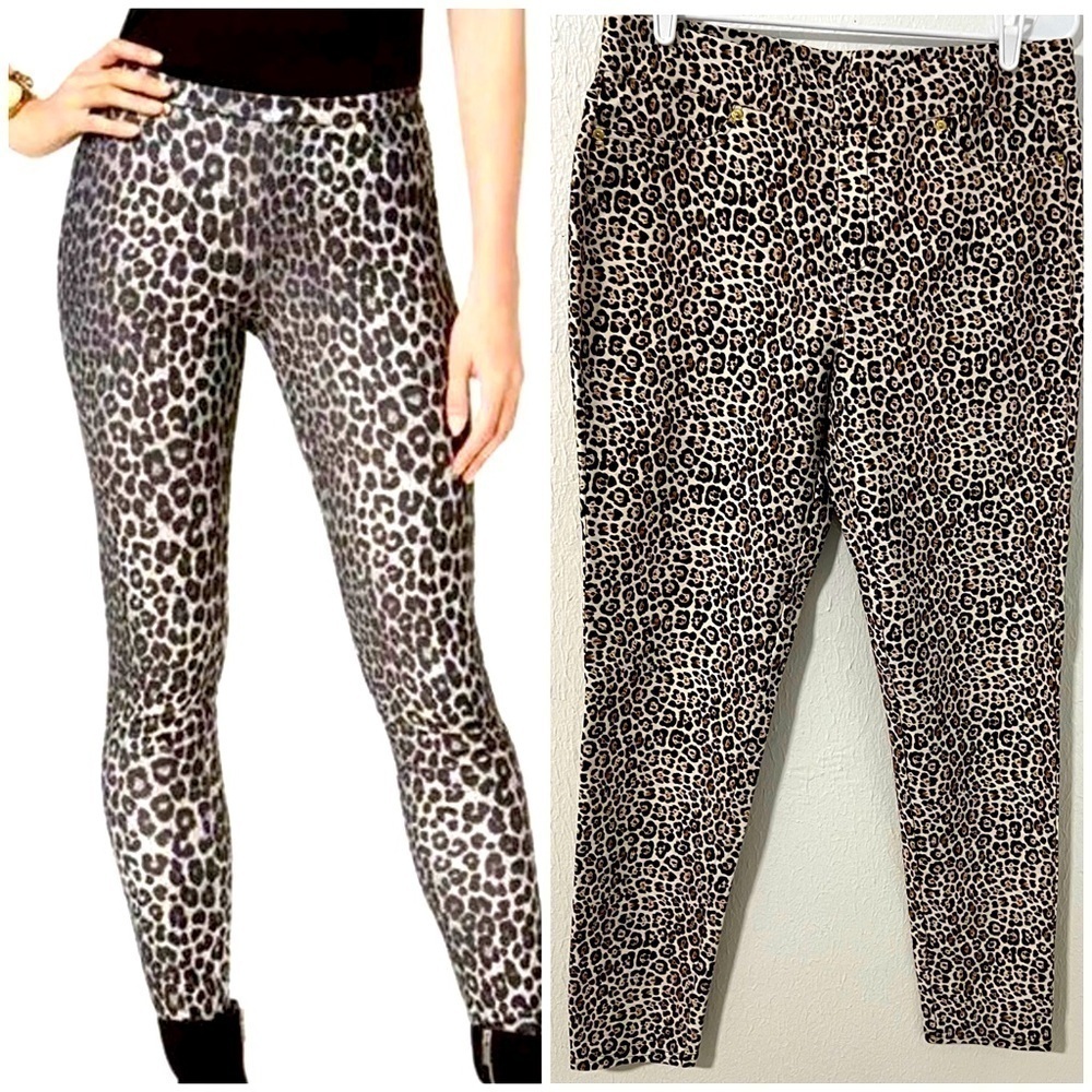 Michael Kors Women’s Leopard Print Black/Brown Jeggings Business Casual EUC